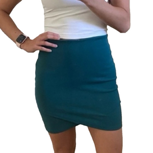 Aritzia Sunday Best Primrose Teal Stretch Mini Crossover Skirt Women's Medium